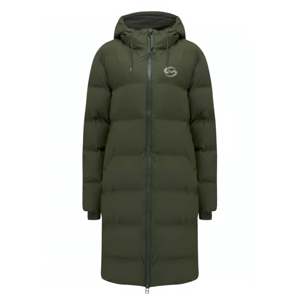 Long Down Coat with Removable Faux Fur Trim